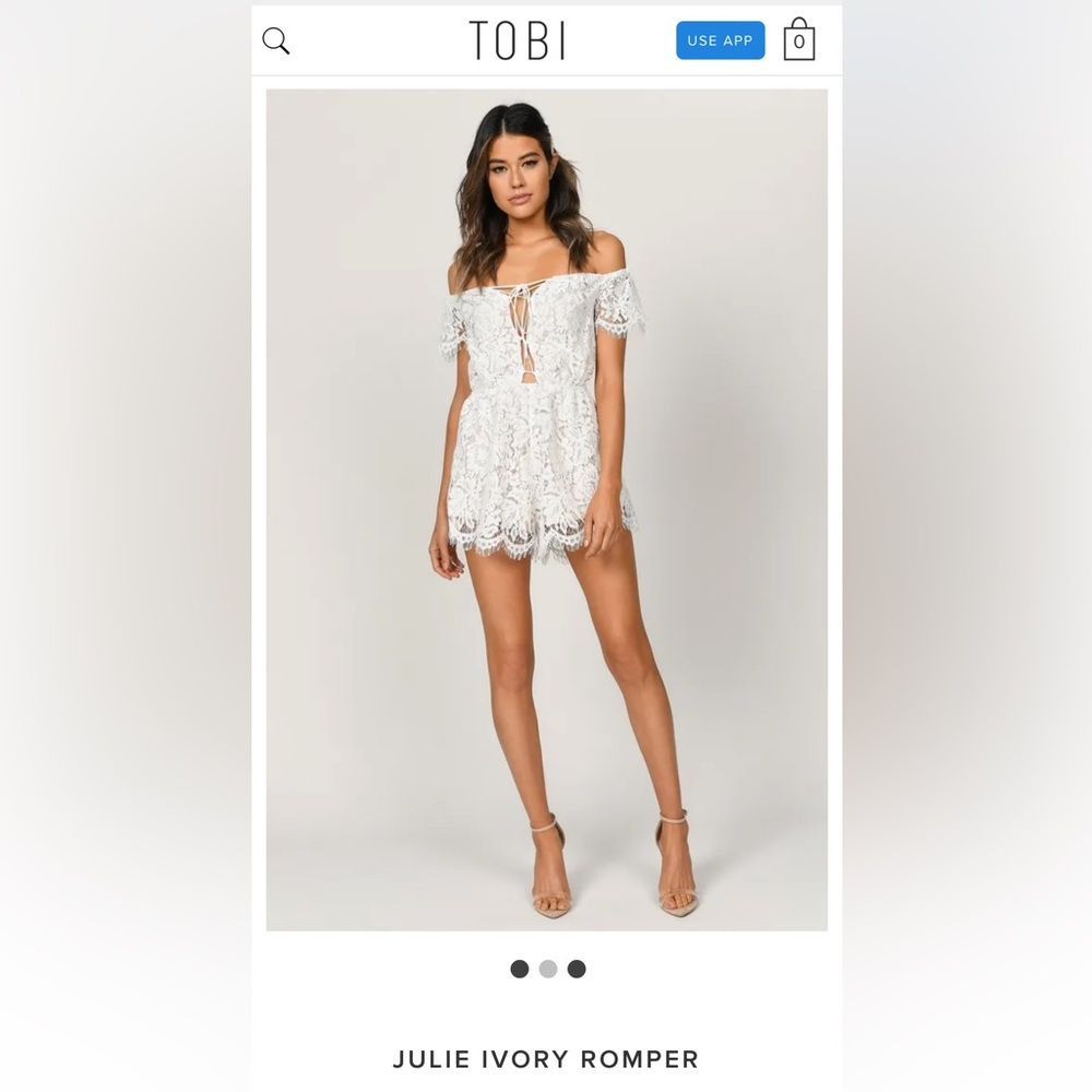 NWT Tobi Ivory Off Shoulder Romper